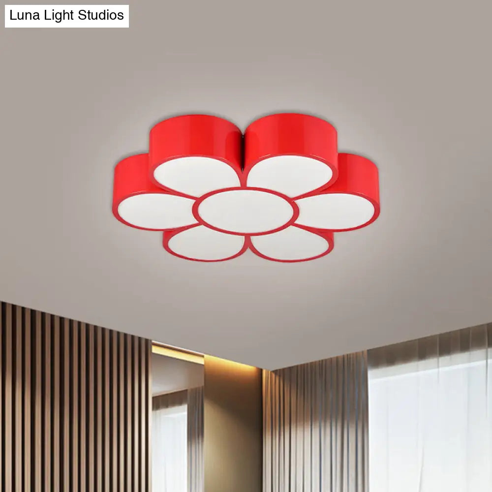 DecorBites™ DecorBites™ Kid's LED Flower Ceiling Light Fixture: Acrylic Flush Mount Lighting in Red/Yellow/Green