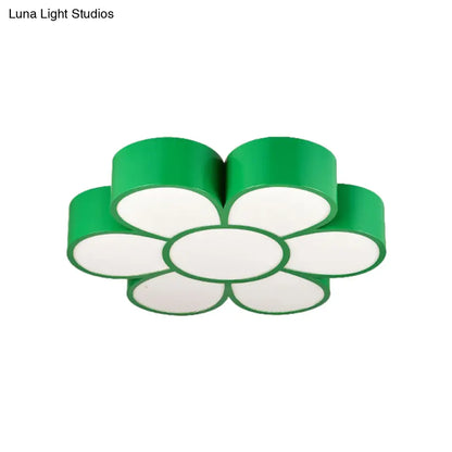 DecorBites™ DecorBites™ Kid's LED Flower Ceiling Light Fixture: Acrylic Flush Mount Lighting in Red/Yellow/Green