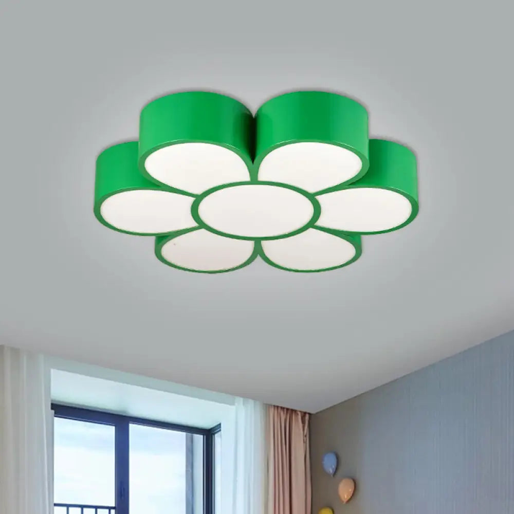 DecorBites™ DecorBites™ Kid's LED Flower Ceiling Light Fixture: Acrylic Flush Mount Lighting in Red/Yellow/Green