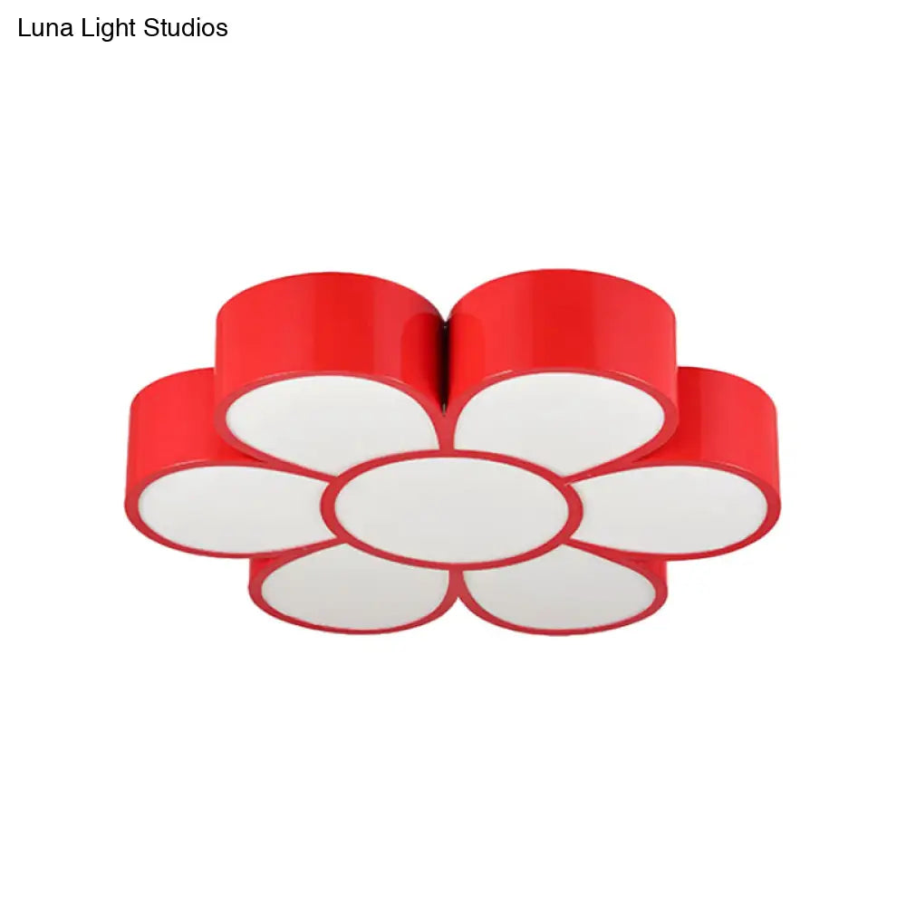 DecorBites™ DecorBites™ Kid's LED Flower Ceiling Light Fixture: Acrylic Flush Mount Lighting in Red/Yellow/Green