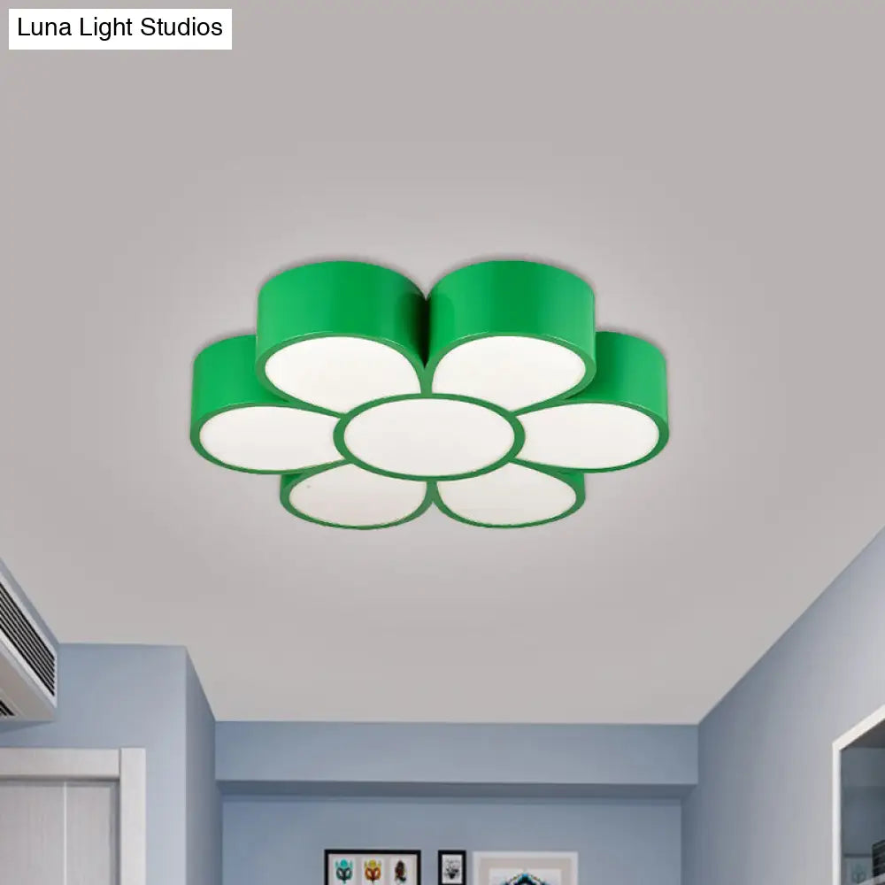 DecorBites™ DecorBites™ Kid's LED Flower Ceiling Light Fixture: Acrylic Flush Mount Lighting in Red/Yellow/Green