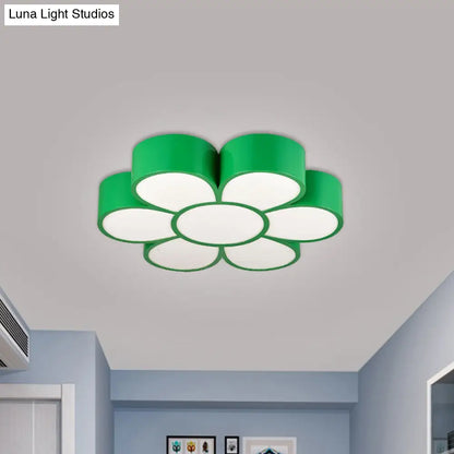 DecorBites™ DecorBites™ Kid's LED Flower Ceiling Light Fixture: Acrylic Flush Mount Lighting in Red/Yellow/Green