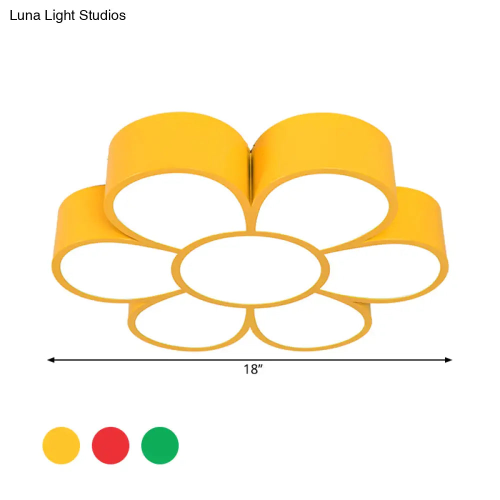 DecorBites™ DecorBites™ Kid's LED Flower Ceiling Light Fixture: Acrylic Flush Mount Lighting in Red/Yellow/Green