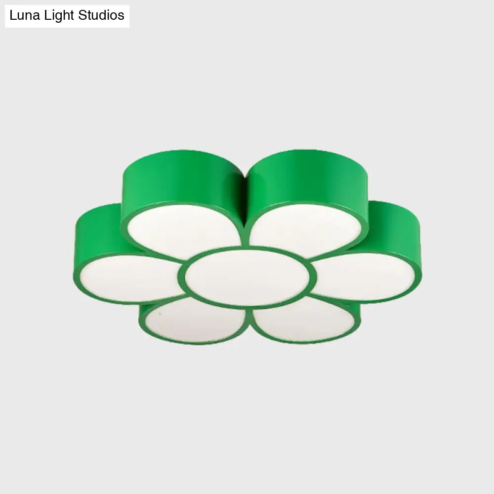 DecorBites™ DecorBites™ Kid's LED Flower Ceiling Light Fixture: Acrylic Flush Mount Lighting in Red/Yellow/Green