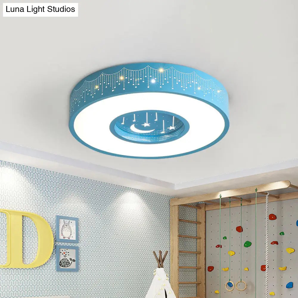 DecorBites™ DecorBites™ Kids LED Flush Mount Ceiling Light with Moon and Star Pattern in Pink/Blue, 16"/19.5" Width