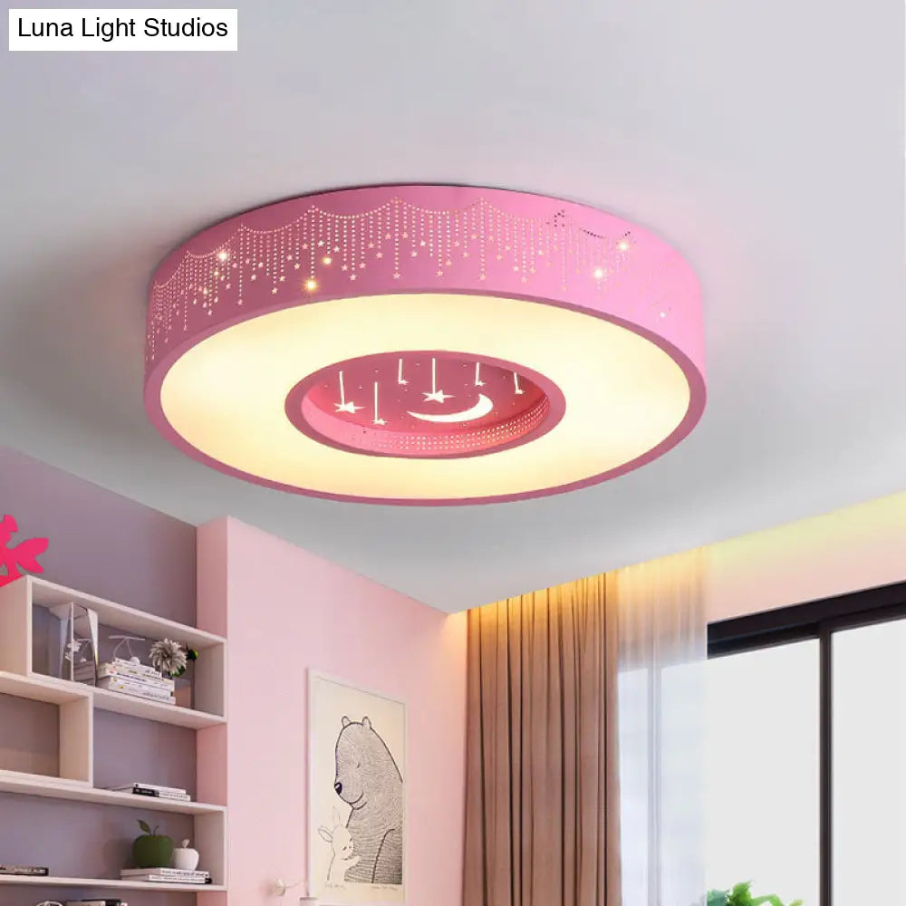 DecorBites™ DecorBites™ Kids LED Flush Mount Ceiling Light with Moon and Star Pattern in Pink/Blue, 16"/19.5" Width