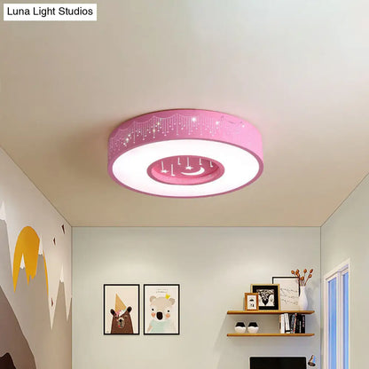 DecorBites™ DecorBites™ Kids LED Flush Mount Ceiling Light with Moon and Star Pattern in Pink/Blue, 16"/19.5" Width