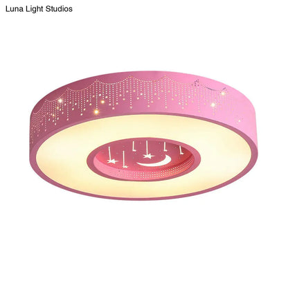 DecorBites™ DecorBites™ Kids LED Flush Mount Ceiling Light with Moon and Star Pattern in Pink/Blue, 16"/19.5" Width
