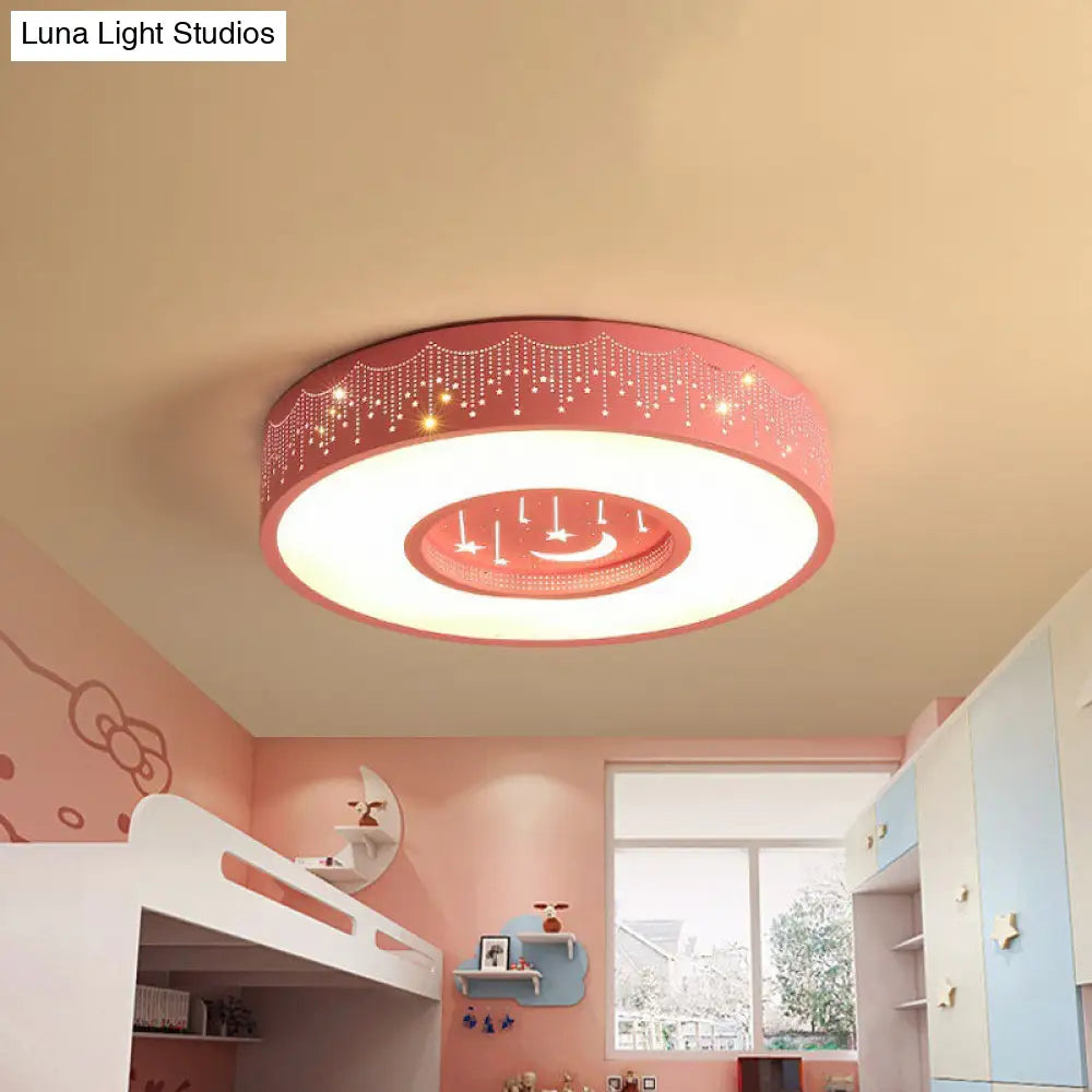 DecorBites™ DecorBites™ Kids LED Flush Mount Ceiling Light with Moon and Star Pattern in Pink/Blue, 16"/19.5" Width