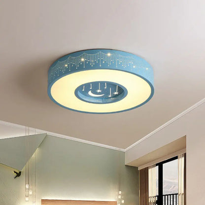 DecorBites™ DecorBites™ Kids LED Flush Mount Ceiling Light with Moon and Star Pattern in Pink/Blue, 16"/19.5" Width