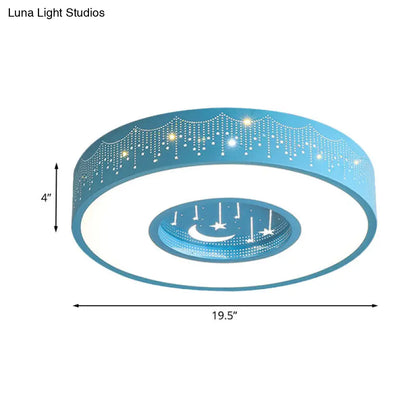 DecorBites™ DecorBites™ Kids LED Flush Mount Ceiling Light with Moon and Star Pattern in Pink/Blue, 16"/19.5" Width