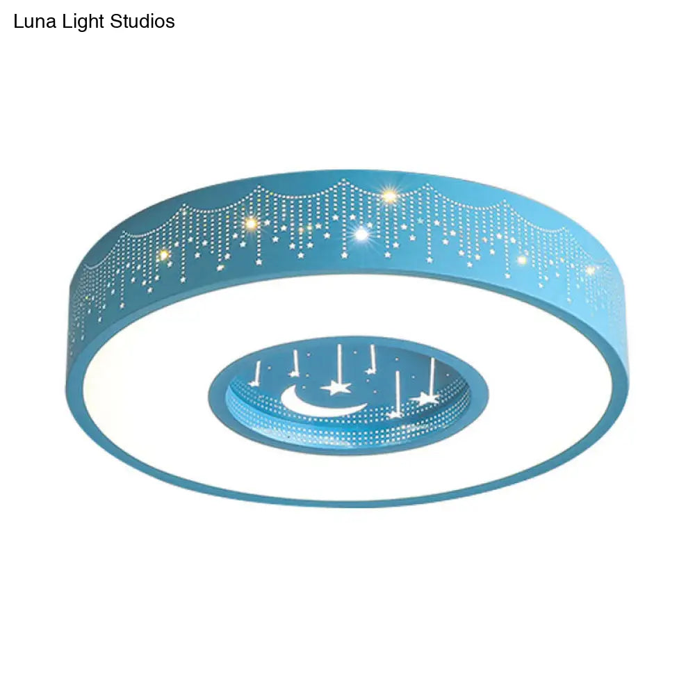 DecorBites™ DecorBites™ Kids LED Flush Mount Ceiling Light with Moon and Star Pattern in Pink/Blue, 16"/19.5" Width