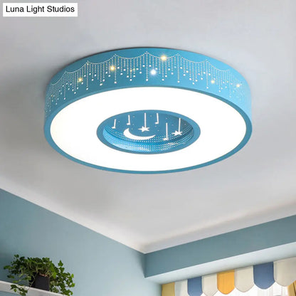 DecorBites™ DecorBites™ Kids LED Flush Mount Ceiling Light with Moon and Star Pattern in Pink/Blue, 16"/19.5" Width