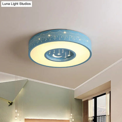 DecorBites™ DecorBites™ Kids LED Flush Mount Ceiling Light with Moon and Star Pattern in Pink/Blue, 16"/19.5" Width