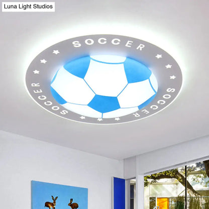 DecorBites™ Kids LED Flush Mount Spotlight: 16.5"/20.5" Black/Blue Football Ceiling Lamp with Acrylic Shade