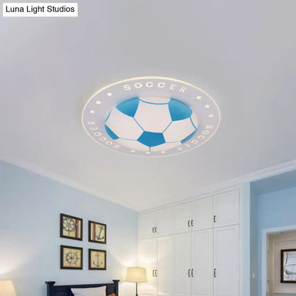 DecorBites™ DecorBites™ Kids LED Flush Mount Spotlight: 16.5"/20.5" Black/Blue Football Ceiling Lamp with Acrylic Shade