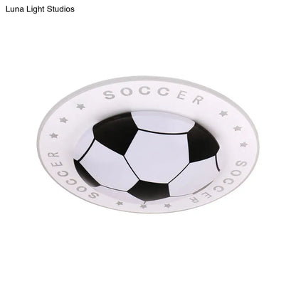 DecorBites™ Kids LED Flush Mount Spotlight: 16.5"/20.5" Black/Blue Football Ceiling Lamp with Acrylic Shade