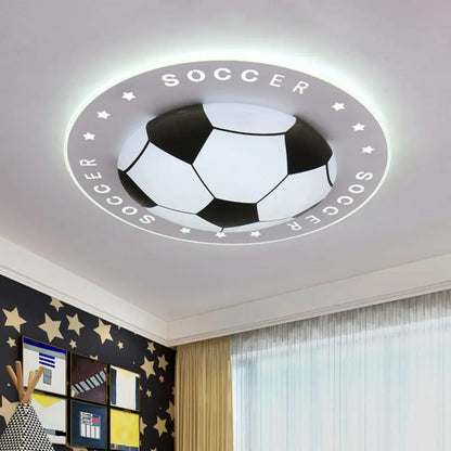 DecorBites™ Kids LED Flush Mount Spotlight: 16.5"/20.5" Black/Blue Football Ceiling Lamp with Acrylic Shade