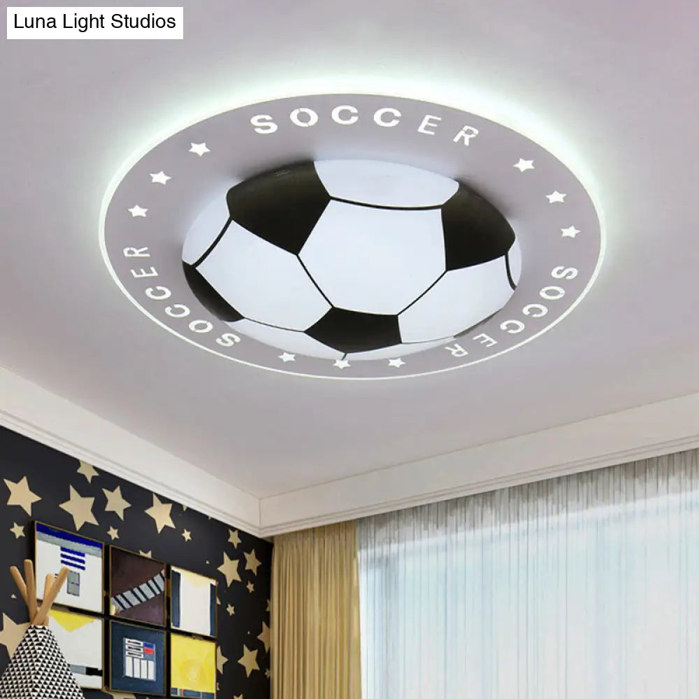 DecorBites™ Kids LED Flush Mount Spotlight: 16.5"/20.5" Black/Blue Football Ceiling Lamp with Acrylic Shade