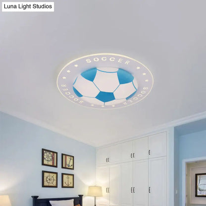 DecorBites™ DecorBites™ Kids LED Flush Mount Spotlight: 16.5"/20.5" Black/Blue Football Ceiling Lamp with Acrylic Shade