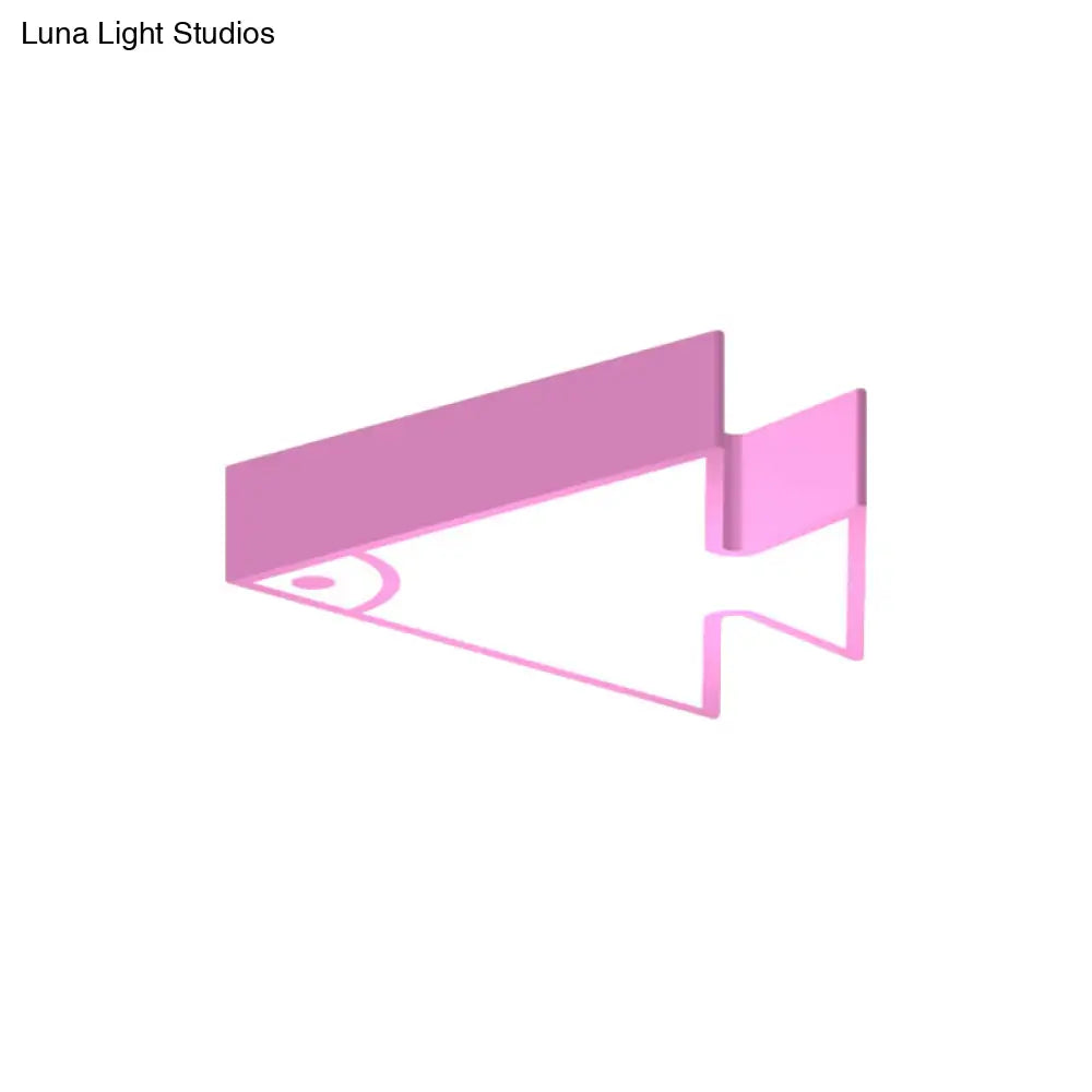 DecorBites™ DecorBites™ Kid's LED Flush Mount Triangle-Fish Ceiling Light - 18"/22" Wide - Pink/Green/Blue - Acrylic Shade