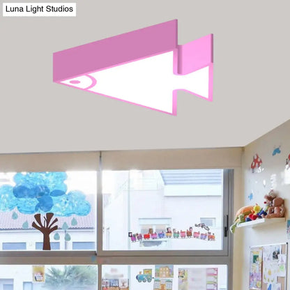DecorBites™ DecorBites™ Kid's LED Flush Mount Triangle-Fish Ceiling Light - 18"/22" Wide - Pink/Green/Blue - Acrylic Shade