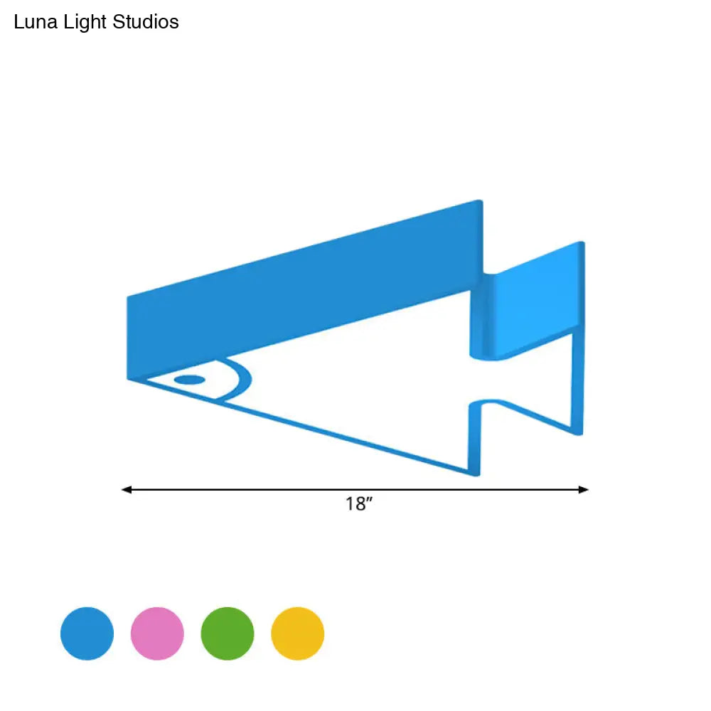 DecorBites™ DecorBites™ Kid's LED Flush Mount Triangle-Fish Ceiling Light - 18"/22" Wide - Pink/Green/Blue - Acrylic Shade
