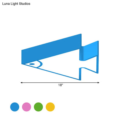 DecorBites™ DecorBites™ Kid's LED Flush Mount Triangle-Fish Ceiling Light - 18"/22" Wide - Pink/Green/Blue - Acrylic Shade
