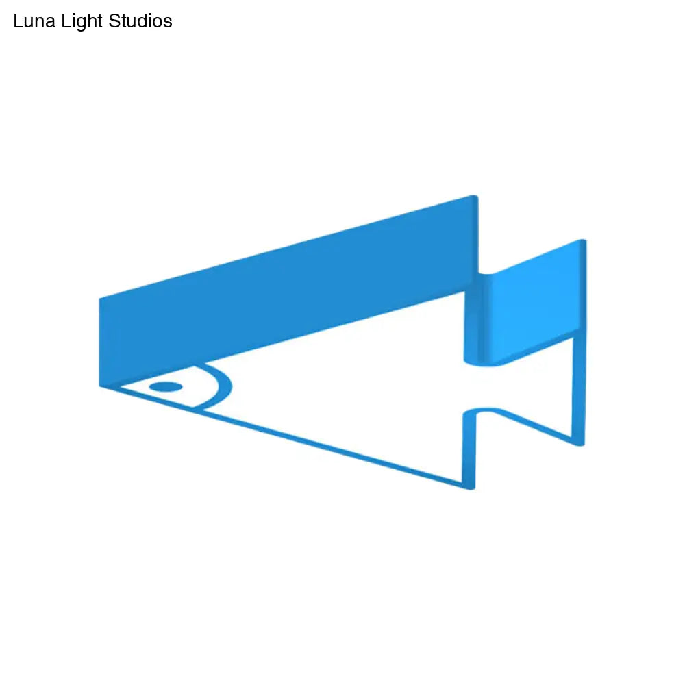 DecorBites™ DecorBites™ Kid's LED Flush Mount Triangle-Fish Ceiling Light - 18"/22" Wide - Pink/Green/Blue - Acrylic Shade