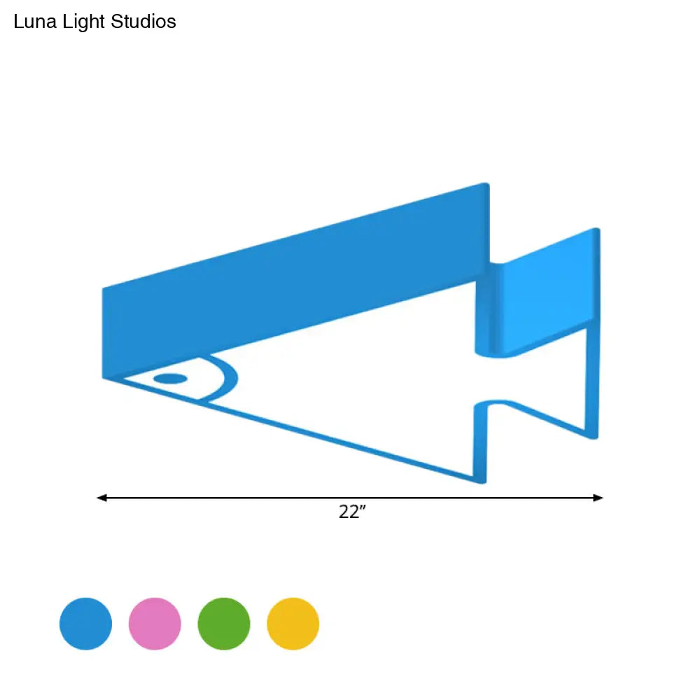DecorBites™ DecorBites™ Kid's LED Flush Mount Triangle-Fish Ceiling Light - 18"/22" Wide - Pink/Green/Blue - Acrylic Shade