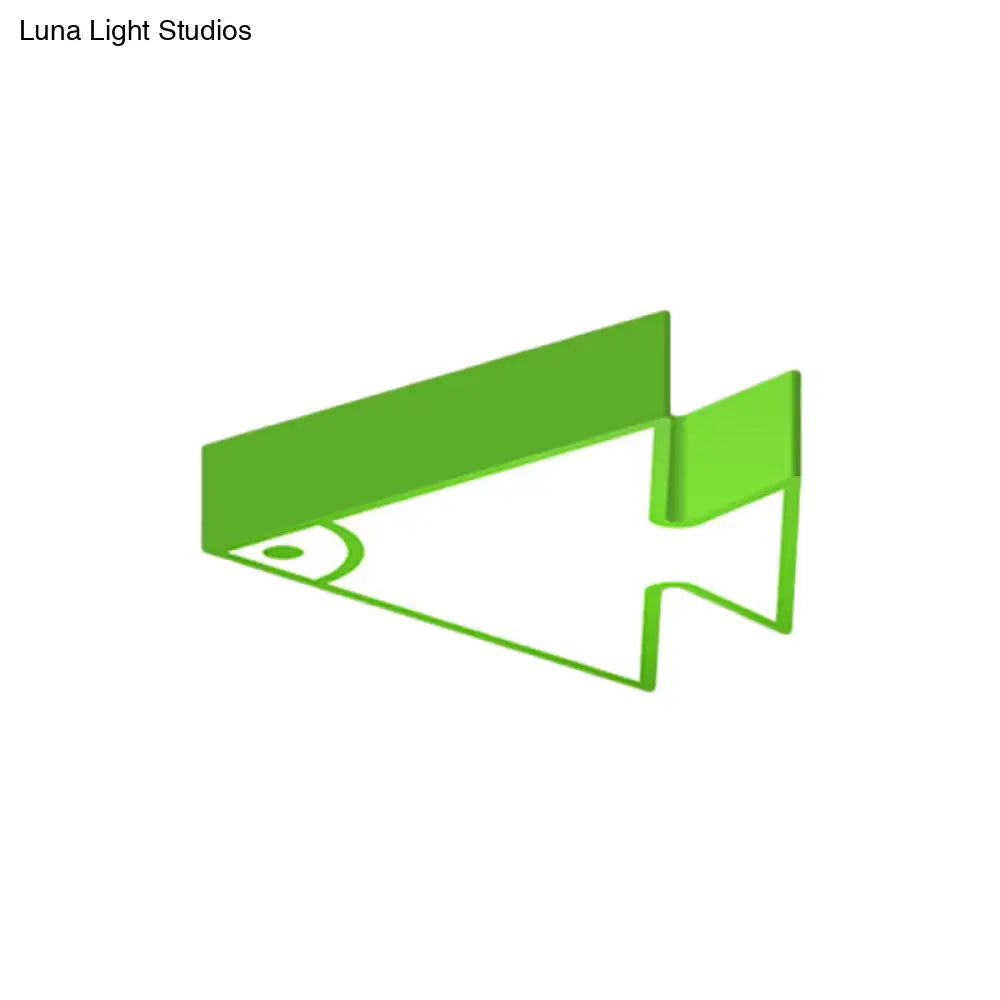 DecorBites™ DecorBites™ Kid's LED Flush Mount Triangle-Fish Ceiling Light - 18"/22" Wide - Pink/Green/Blue - Acrylic Shade