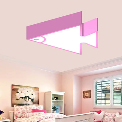DecorBites™ DecorBites™ Kid's LED Flush Mount Triangle-Fish Ceiling Light - 18"/22" Wide - Pink/Green/Blue - Acrylic Shade