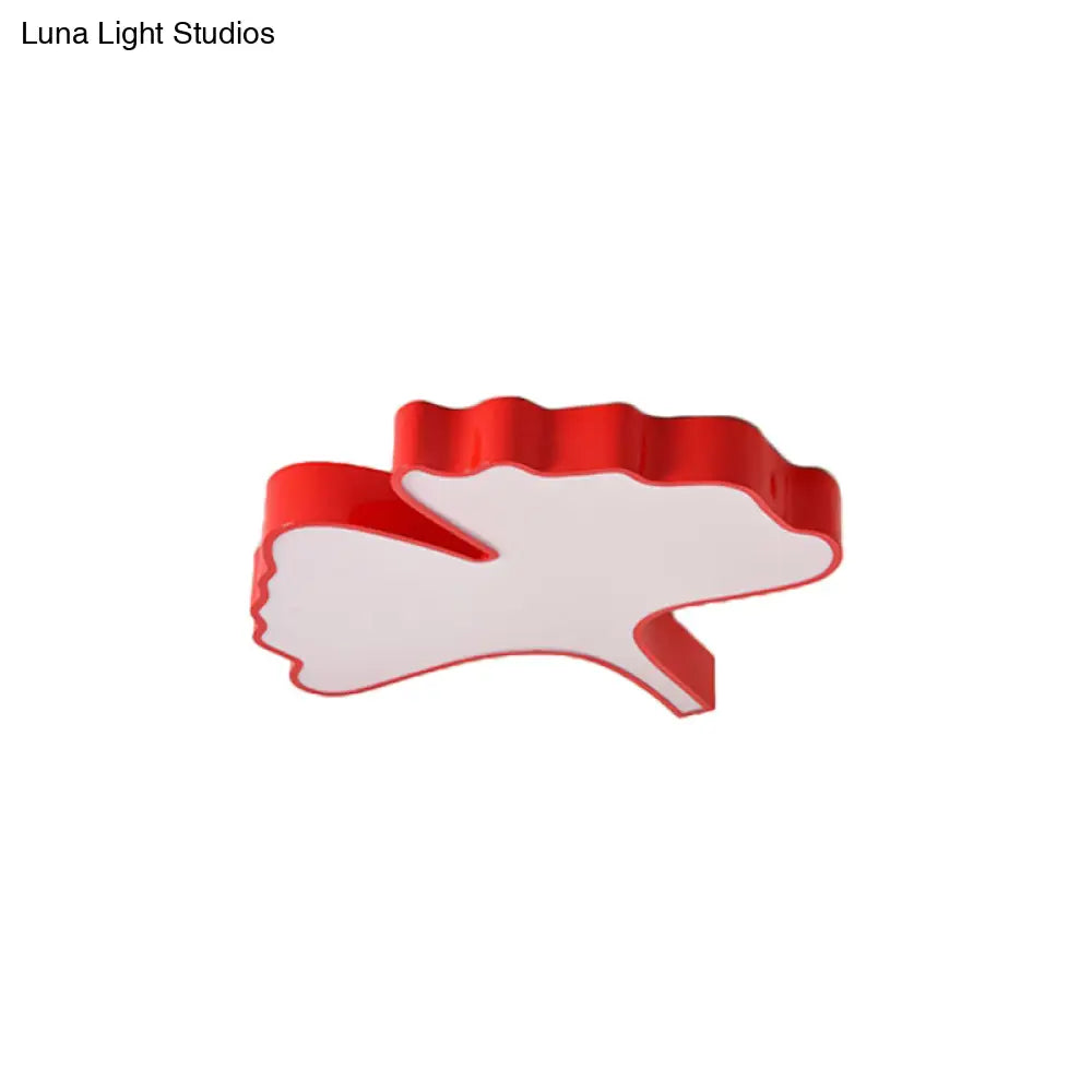 DecorBites™ DecorBites™ Kids' LED Red Cartoon Ginkgo Leaf Flushmount Ceiling Light with Acrylic Lampshade