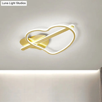DecorBites™ DecorBites™ Kids Loving Heart Metal Flush Mount Light in Gold/Coffee LED Ceiling Lighting for Bedroom - Warm/White Light