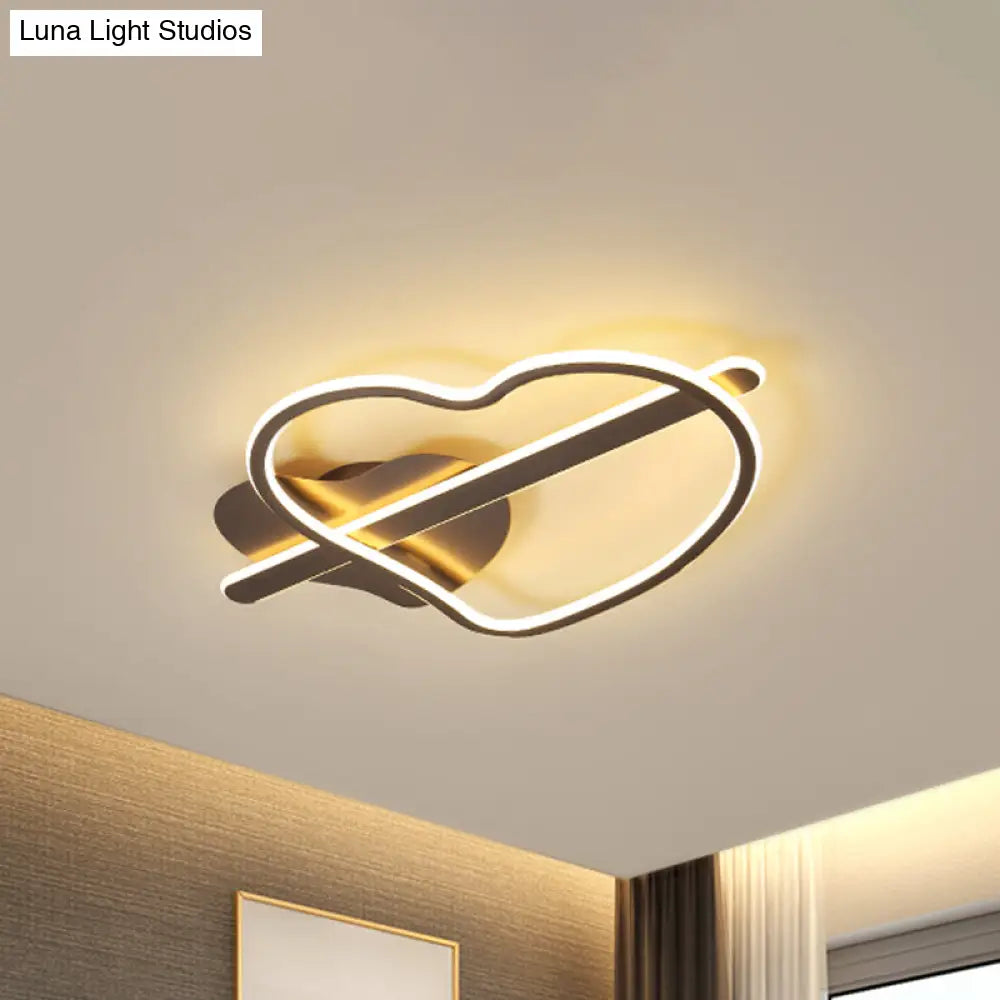 DecorBites™ DecorBites™ Kids Loving Heart Metal Flush Mount Light in Gold/Coffee LED Ceiling Lighting for Bedroom - Warm/White Light