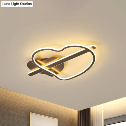 DecorBites™ DecorBites™ Kids Loving Heart Metal Flush Mount Light in Gold/Coffee LED Ceiling Lighting for Bedroom - Warm/White Light
