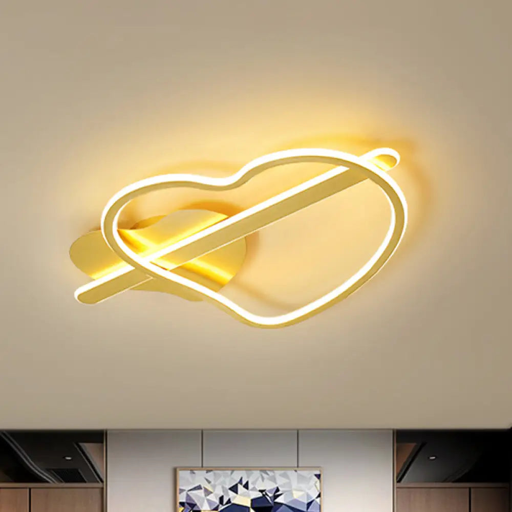 DecorBites™ DecorBites™ Kids Loving Heart Metal Flush Mount Light in Gold/Coffee LED Ceiling Lighting for Bedroom - Warm/White Light