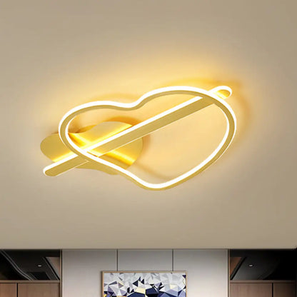 DecorBites™ DecorBites™ Kids Loving Heart Metal Flush Mount Light in Gold/Coffee LED Ceiling Lighting for Bedroom - Warm/White Light
