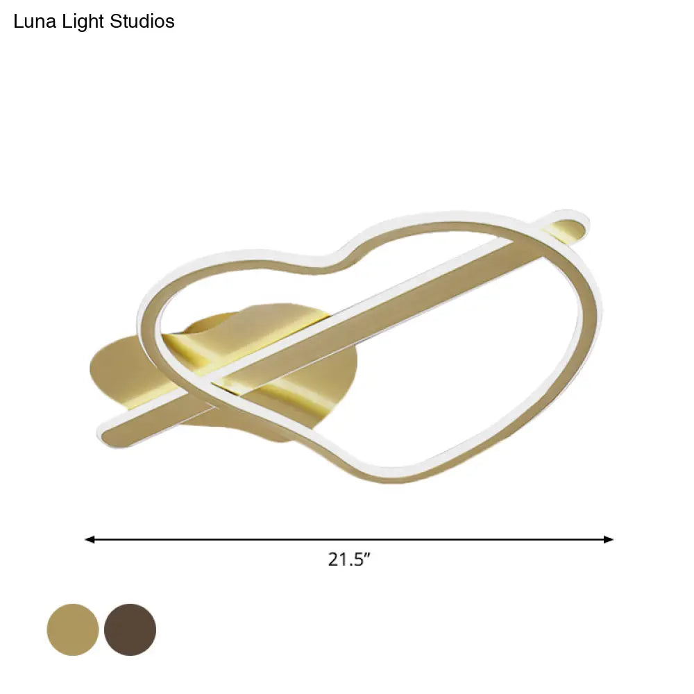 DecorBites™ DecorBites™ Kids Loving Heart Metal Flush Mount Light in Gold/Coffee LED Ceiling Lighting for Bedroom - Warm/White Light
