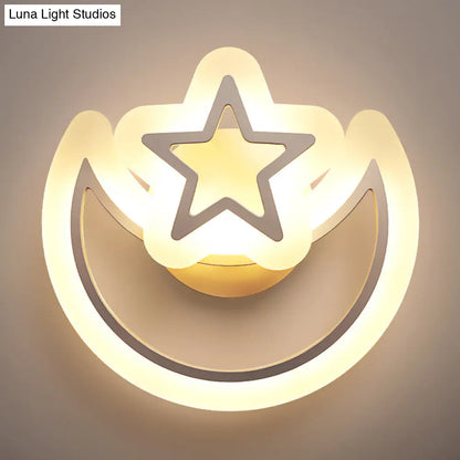 DecorBites™ DecorBites™ Kids' Moon and Star Ceiling Lamp - White LED Semi Flush Mount for Bedroom