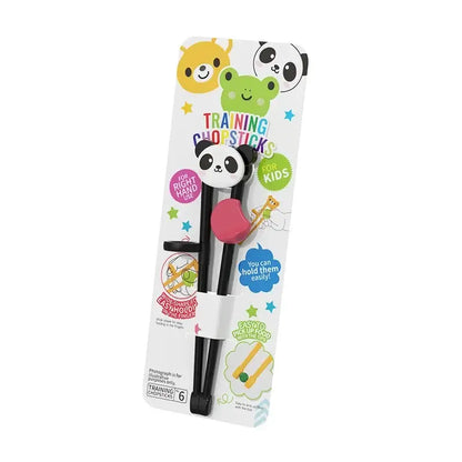 Kids multicolor bear panda training chopsticks with soft grip handle in black and pink for dining room use by decorbites kids multicolor