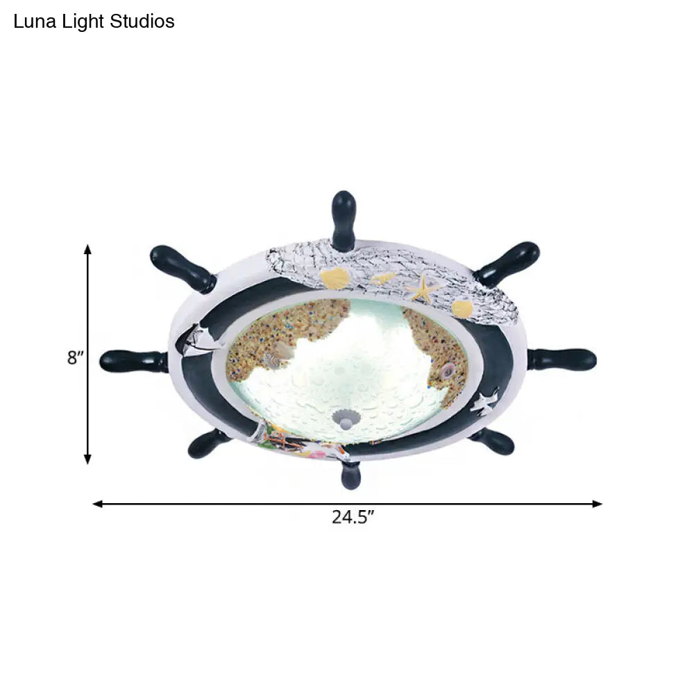 DecorBites™ DecorBites™ Kids' Resin Ceiling Light with Bubble Glass Shade - Blue Rudder Flush Mount Lamp