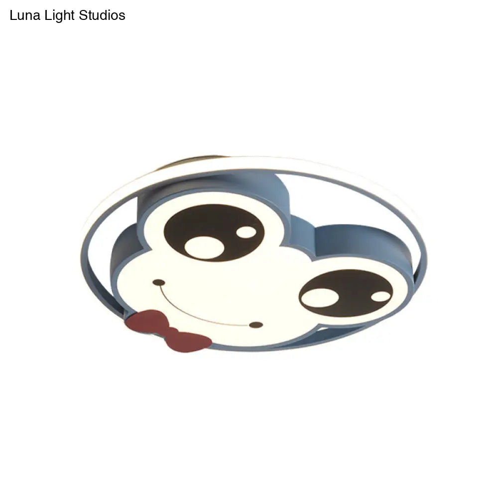 Lámpara de techo LED empotrada DecorBites™ para habitación infantil: diseño de rana de ojos grandes en metal, color rosa/amarillo/azul.
