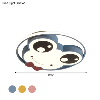 Lámpara de techo LED empotrada DecorBites™ para habitación infantil: diseño de rana de ojos grandes en metal, color rosa/amarillo/azul.