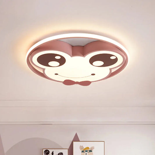 DecorBites™ DecorBites™ Kid's Room Ceiling Mounted LED Flush Light: Big Eye Frog Metal Cartoon Design in Pink/Yellow/Blue