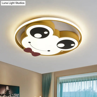 Lámpara de techo LED empotrada DecorBites™ para habitación infantil: diseño de rana de ojos grandes en metal, color rosa/amarillo/azul.