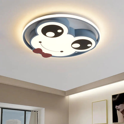 Lámpara de techo LED empotrada DecorBites™ para habitación infantil: diseño de rana de ojos grandes en metal, color rosa/amarillo/azul.