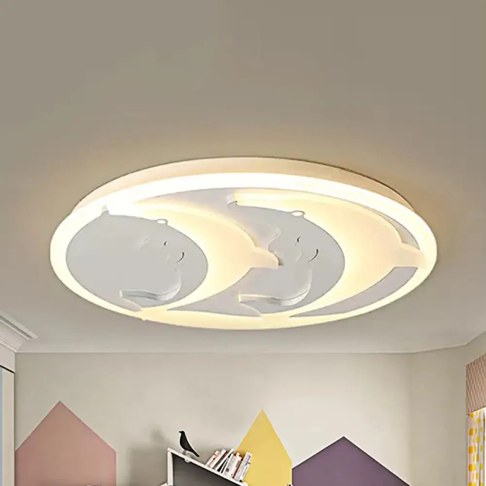 DecorBites™ DecorBites™ Kid's Room Dolphin LED Flush Ceiling Light in White