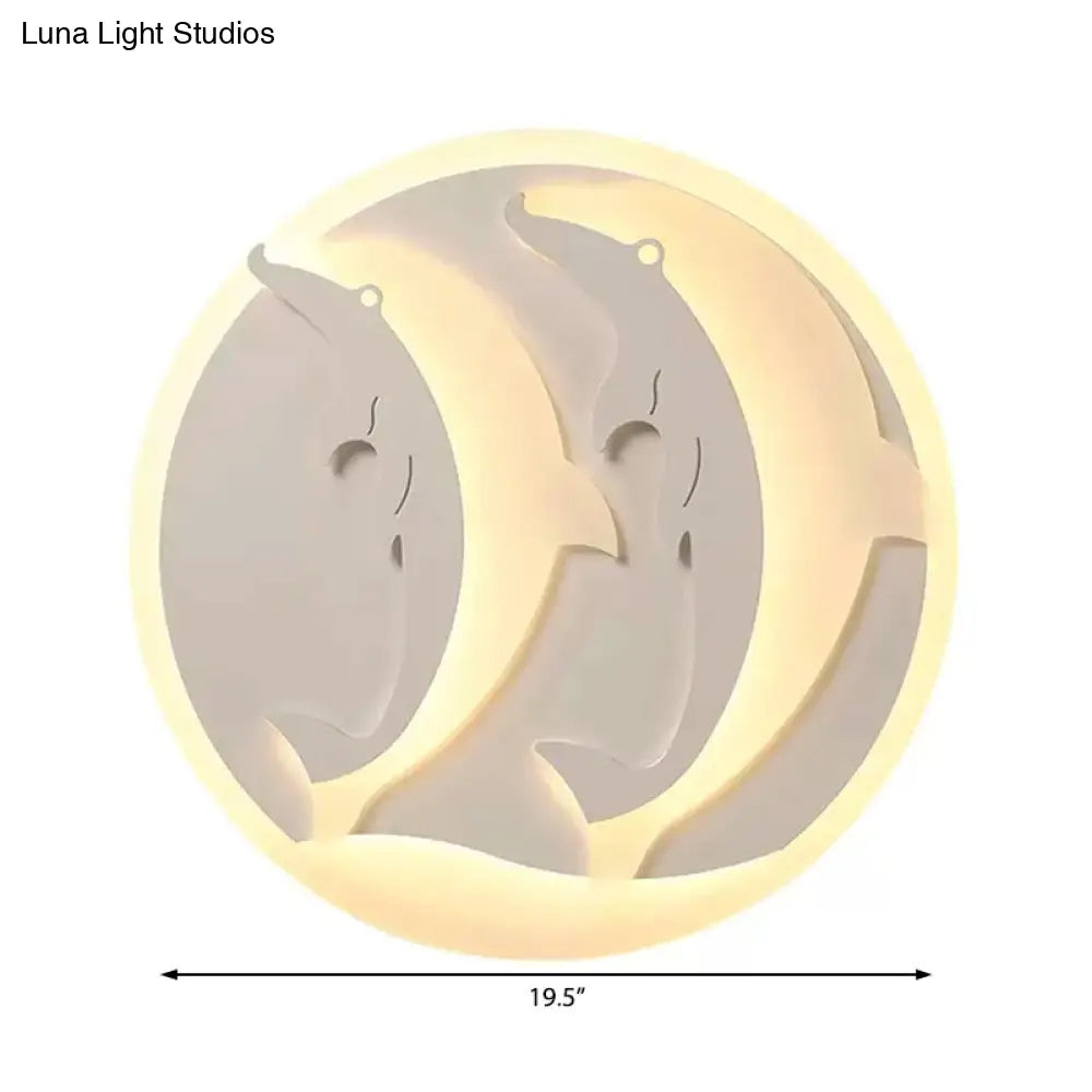 DecorBites™ DecorBites™ Kid's Room Dolphin LED Flush Ceiling Light in White