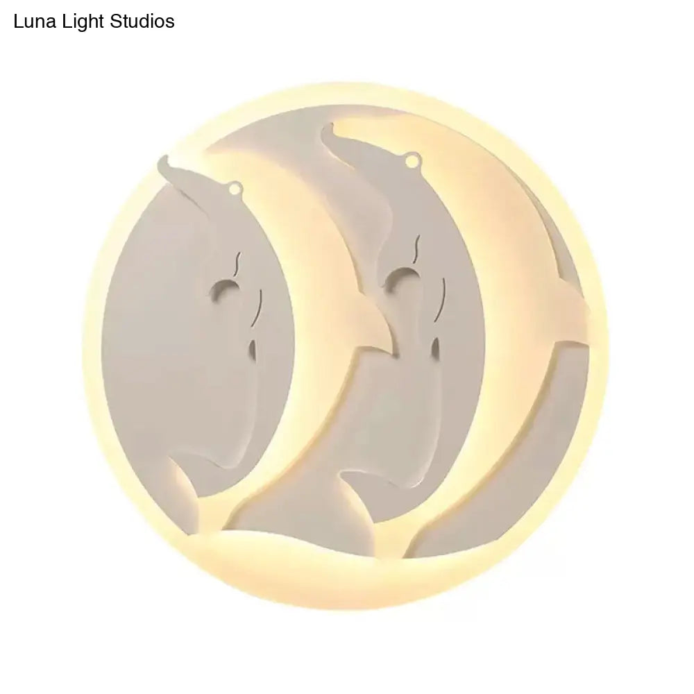 DecorBites™ DecorBites™ Kid's Room Dolphin LED Flush Ceiling Light in White